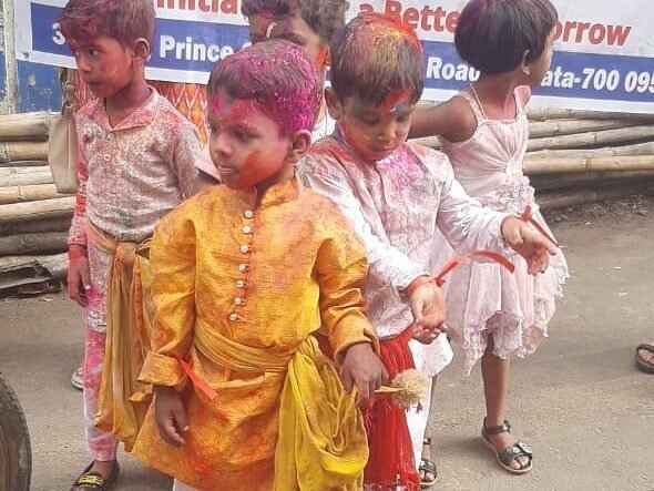 Holi celebrations by the young kids.